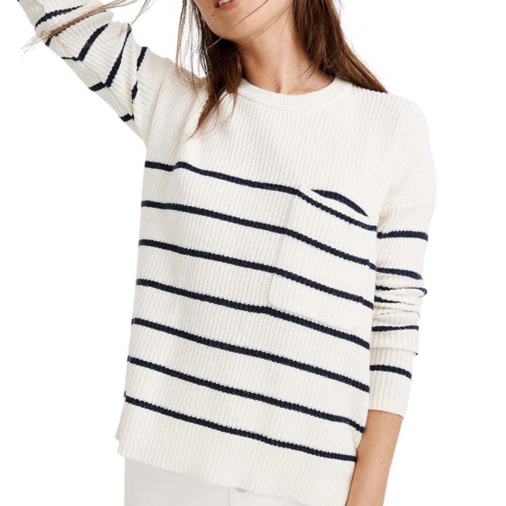 Madewell Nautical Stripe Pocket Pullover Sweater